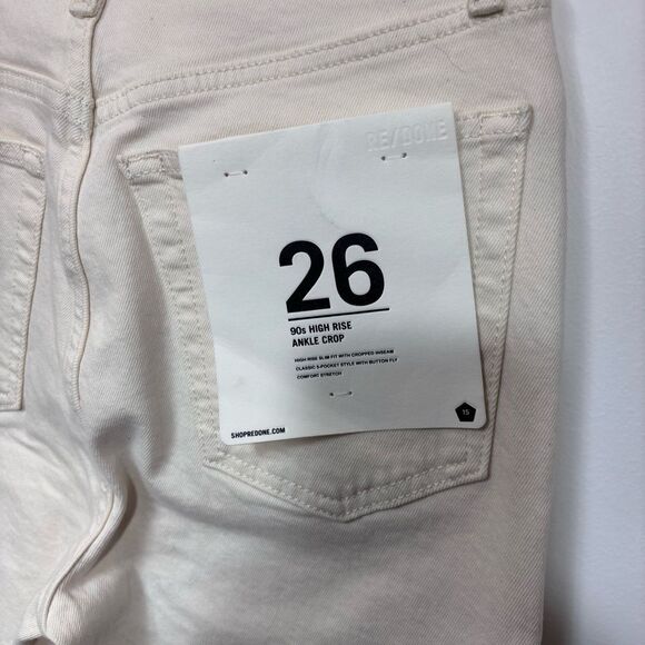 Revolve RE/DONE Orginals 90s High Rise Ankle Crop in Vintage White NEW Size 26 - Picture 9 of 16